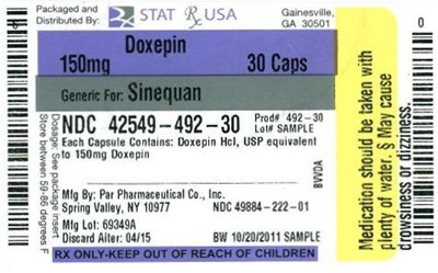 Doxepin 150 mg Label Image (Doxepin 150 mg Label 42549)